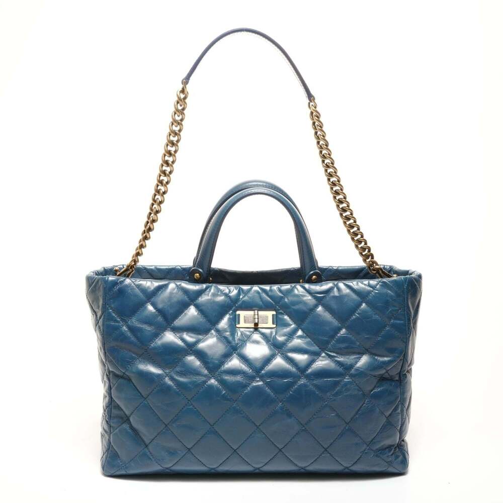 CHANEL 15 series 2011 Cabas Tote 2-way Handbag Blue